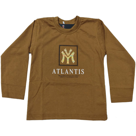 Boys Brown Double Print Full Sleeves Shirt