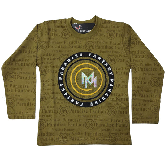 Boys Mehndi Green Printed Full Sleeves Shirt