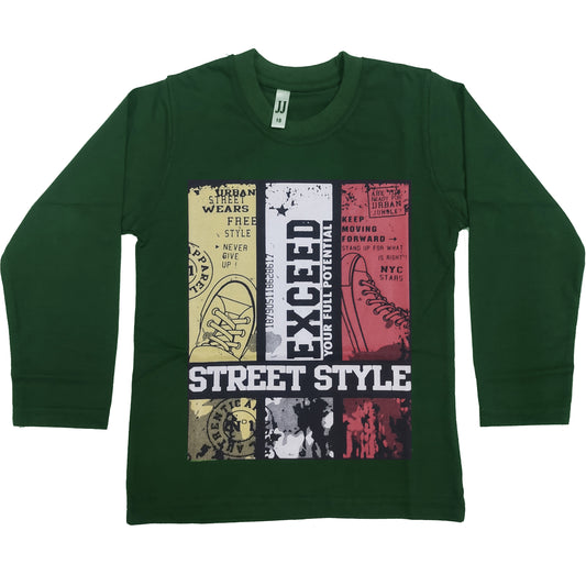 Boys Dark Green Full Sleeves Shirt