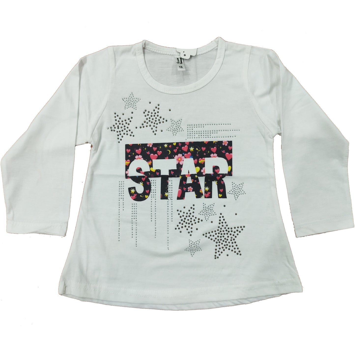 Girls White Printed Full Sleeves Shirt