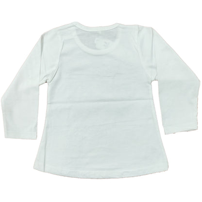 Girls White Printed Full Sleeves Shirt