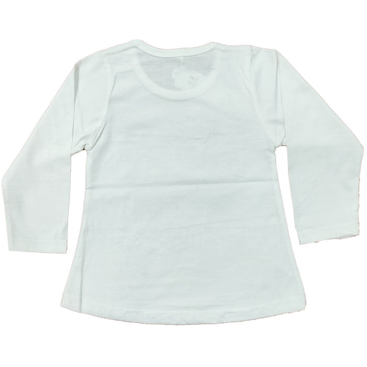 Girls White Printed Full Sleeves Shirt