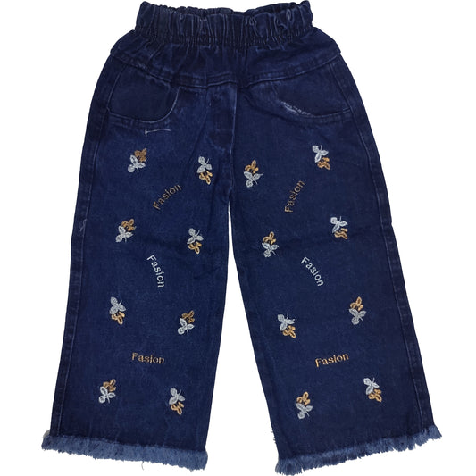 Fashion Metallic Embroidered Jeans Pant