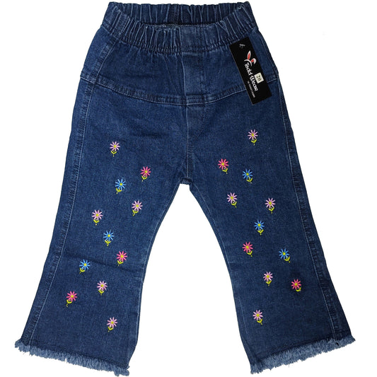 Flower Embroidered Jeans Pant