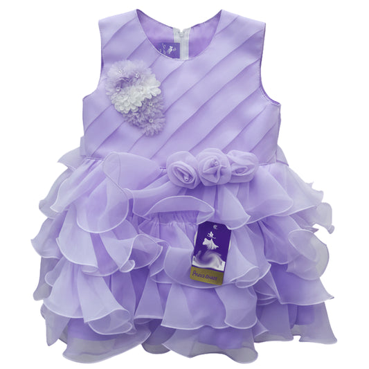 Purple Tissue and Net Frock with Pajama and Sleeves
