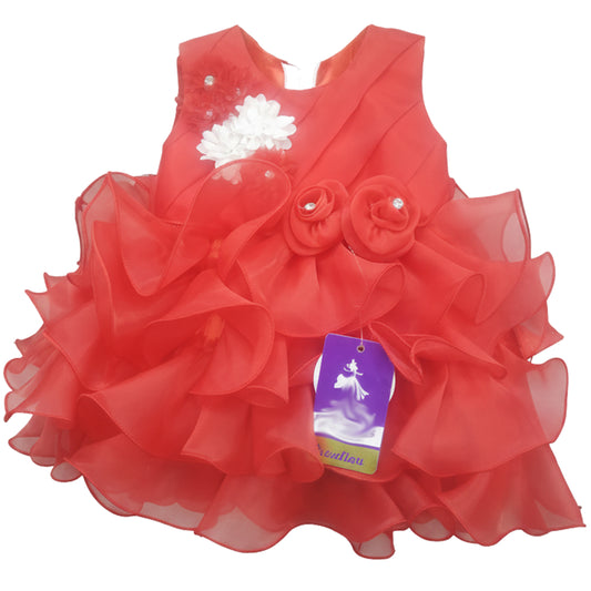 Red Flare Frock with Pajama and Sleeves