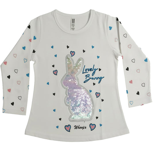 Full Sleeve Lovely Bunny Sequin T-Shirt