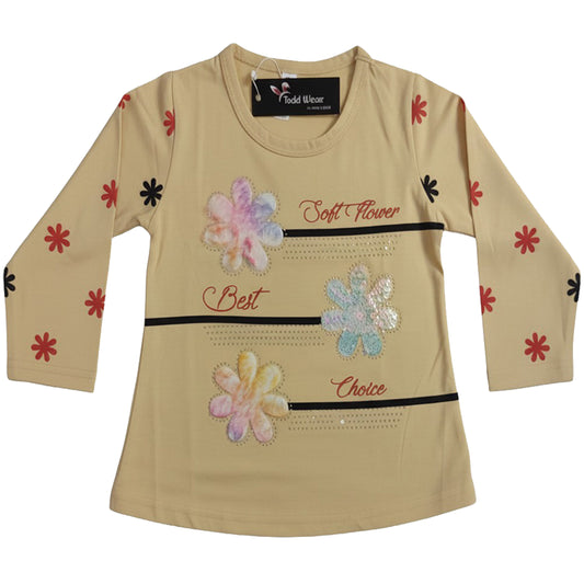 Full Sleeve Flower Sequin T-Shirt