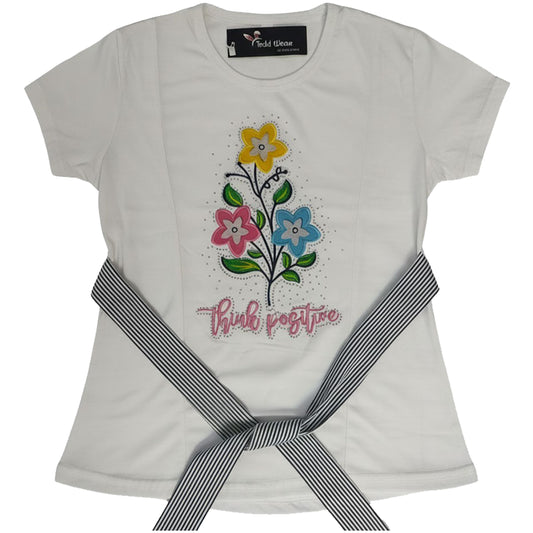 Think Positive Embroidered T-Shirt