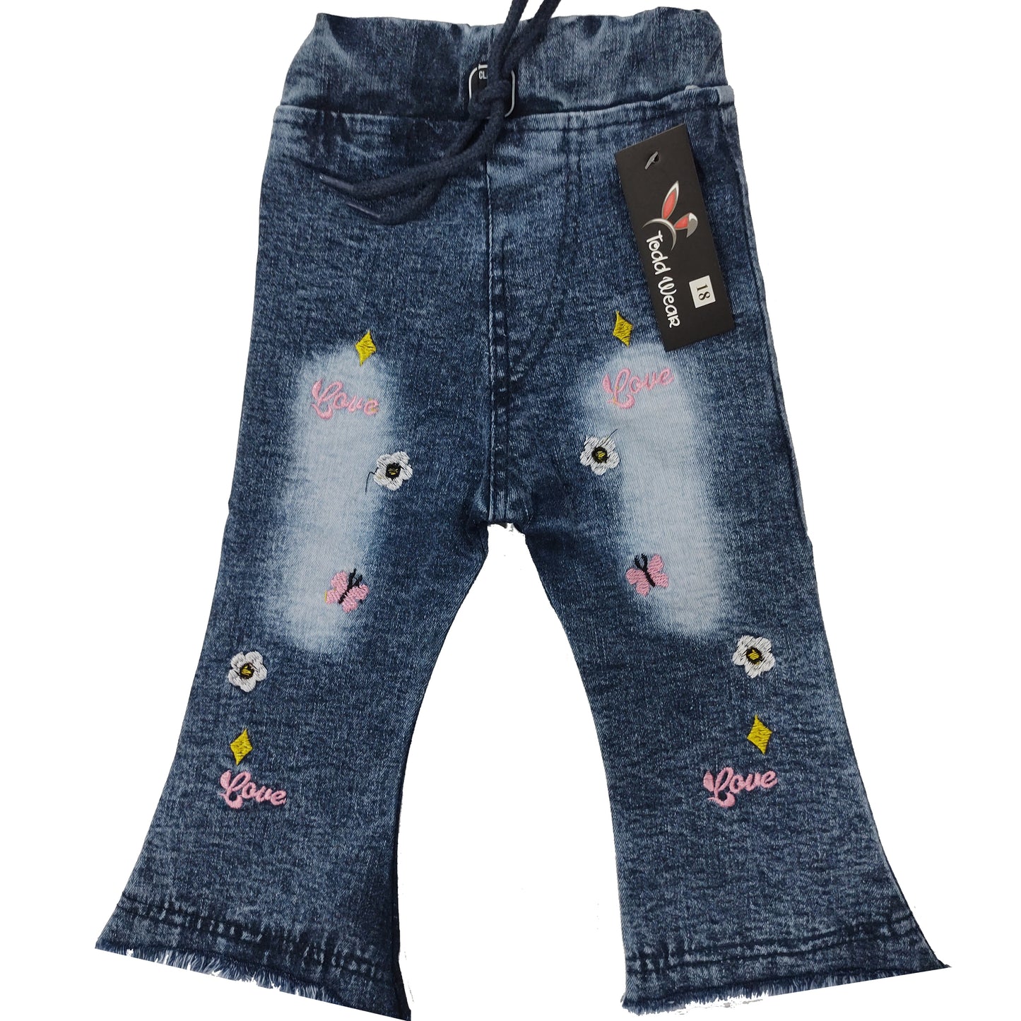 Girls Embroidered Jeans Cargo Pant