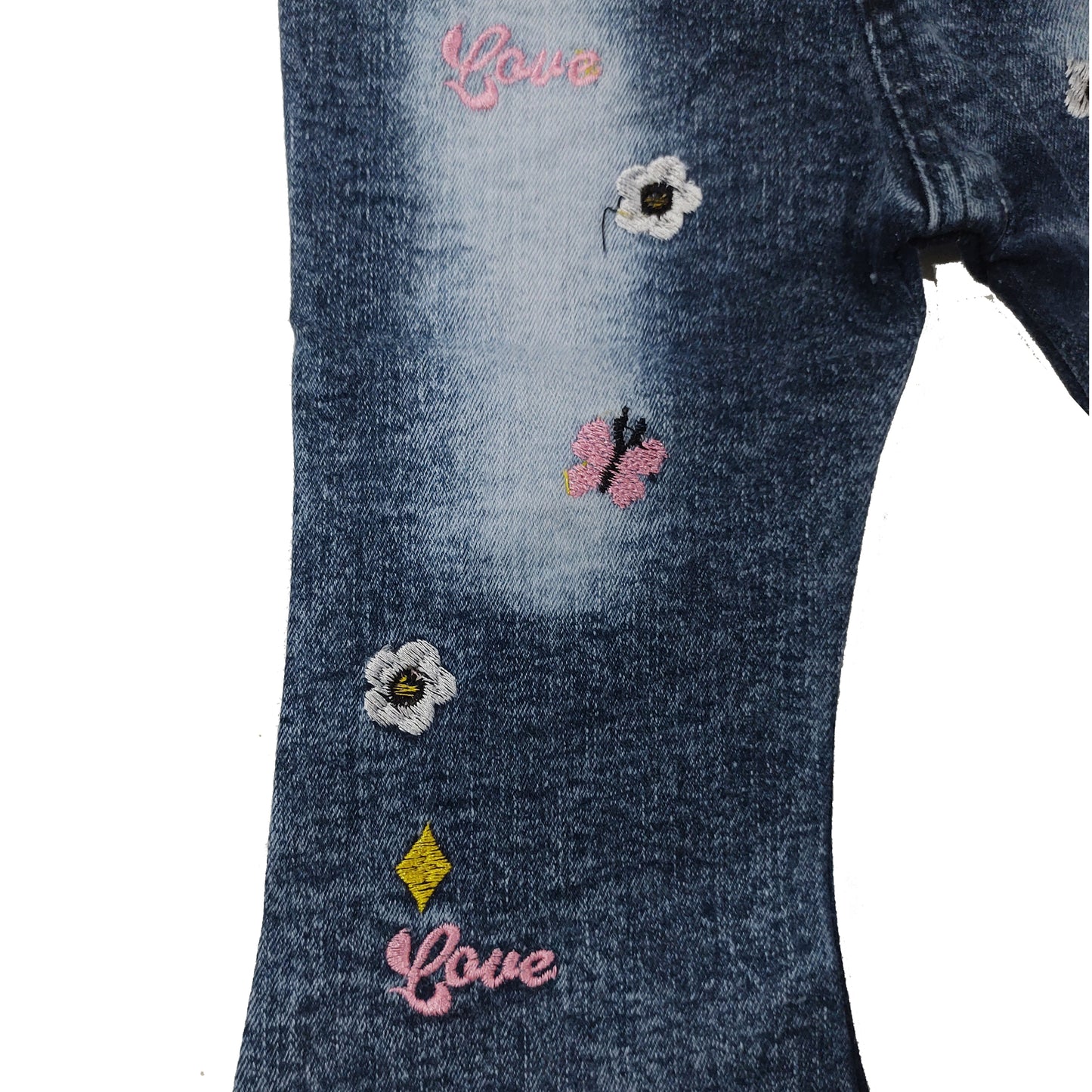 Girls Embroidered Jeans Cargo Pant