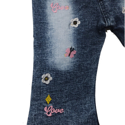 Girls Embroidered Jeans Cargo Pant