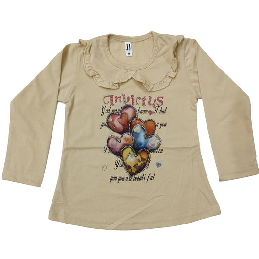 Girls Skin Color Printed Shirt