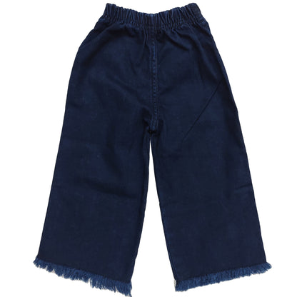 Girls Embroidered Wide Leg Jeans